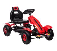 HOMCOM Go Kart a Pedales para Niños con Asiento Ajustable Neumáticos de Goma Freno de Mano Carga 50 kg 121x58x61 cm Rojo BLANCO