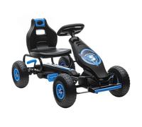 HOMCOM Go Kart a Pedales Infantil con Asiento Ajustable Neumáticos Inflables Amortiguador y Freno de Mano 121x58x61 cm Azul Aosom España