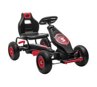 HOMCOM Go Kart a Pedales Infantil con Asiento Ajustable Neumáticos Inflables Amortiguador y Freno de Mano 121x58x61 cm Rojo Aosom España