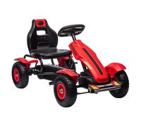 HOMCOM Go Kart a Pedales para Niños de +5 Años Coche de Pedales Infantil con Asiento Ajustable Neumáticos de Goma Freno de Mano para Niños y Niñas Carga 50 kg 121x58x61 cm Rojo