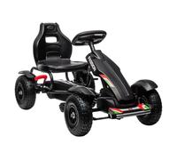 HOMCOM Go Kart a Pedales para Niños de +5 Años Coche de Pedales Infantil con Asiento Ajustable Neumáticos de Goma Freno de Mano para Niños y Niñas Carga 50 kg 121x58x61 cm Negro