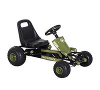 HOMCOM Go Kart Asiento Ajustable Niños 3-6 Años 99x65x56cm Negro y Verde | Coche de Pedales, Racing Deportivo, Embrague y Freno, Carga 35kg, Marco Acero