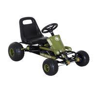 HomCom Go Kart Coche de Pedales Racing Deportivo con Asiento Ajustable Embrague y Freno 99x65x56cm Marco Acero Negro y verde | Aosom