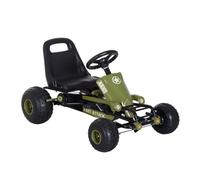 HOMCOM Go Kart Coche de Pedales Racing Deportivo con Asiento Ajustable Embrague y Freno para Niños 3-6 Años Carga 35kg 99x65x56cm Marco Acero Negro y Verde