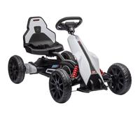 HOMCOM Kart Coche Eléctrico Infantil 12V 3-8 Años Velocidad 3-5km/h Cinturón de Seguridad 100x58x58,5cm Blanco Aosom España