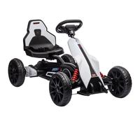 HOMCOM Go Kart Coche Eléctrico para Niños de 3 a 8 Años Kart con Batería 12V Velocidad Ajustable 3-5km/h y Cinturón de Seguridad Carga 30 kg para Exterior 100x58x58,5 cm Blanco BLANCO