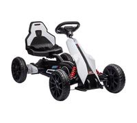 HOMCOM Go Kart Coche Eléctrico para Niños de 3 a 8 Años Kart con Batería 12V Velocidad Ajustable 3-5km/h y Cinturón de Seguridad Carga 30 kg para Exterior 100x58x58,5 cm Blanco