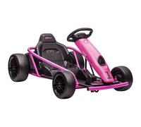 HOMCOM Go-Kart Eléctrico 24 V para Niños hasta 13 km/h con Función de Derrape y 2 Motores 8-12 Años Rosa Aosom España