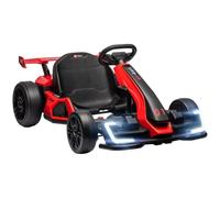 HOMCOM Go Kart eléctrico niños 24V Modo Deriva 6-12 km/h 6-12 años Rojo