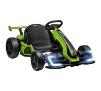 HOMCOM Go Kart eléctrico niños 6-12 años 24V 6-12 km/h 2 motores Verde | Asiento ajustable, Drift Go Kart, Bocina, Luces & Música