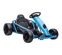 HOMCOM GoKart eléctrico niñoarranque Suave, música, bocina 6-13km/h Azul | Cinturón de seguridad, vehículo eléctrico go-kart, para niños de 8-12 años