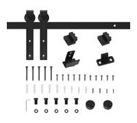 HOMCOM Herraje para Puerta Corredera 200 cm Kit de Accesorios Puerta de Madera con 2 Rieles de Acero al Carbono 200x0.6x18 cm Negro Aosom España