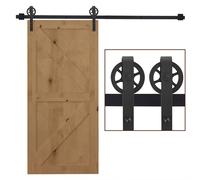 HOMCOM Herraje para Puerta Corredera 200 Cm Kit de Rieles Deslizantes para Puerta