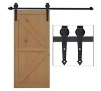 HOMCOM Herraje para Puerta Corredera 200 cm Tipo Flecha con Riel Negro