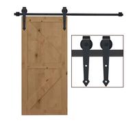 HOMCOM Herraje para Puerta Corredera 200 cm Tipo Flecha con Riel Negro