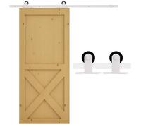 HOMCOM 183 cm Herraje para Puerta Kit de Accesorios para Puerta Corrediza de Madera con Guía de Suelo Riel de Acero al Carbono Blanco Aosom España