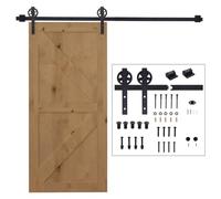 HOMCOM Herraje Puerta Corredera 200 cm Kit de Puerta Corredera Negro | de Madera, Acero al Carbono, Baño, Cocina, Dormitorio