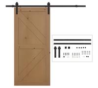 HOMCOM Herraje Puerta Correra 200cm Kit Riel Acuado para 1 Puerta 100cm Black