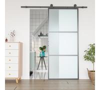 HOMCOM Herrajes para puertas correderas de granero, riel para puerta corredera de 35-45 mm de ancho, grosor de 35-45 mm, carga de 100 kg, acero al carbono robusto, gancho en forma de I para el hogar