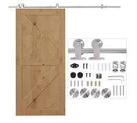 HOMCOM Herrajes Puertas Correderas 200 cm, Kit para Puerta Corredera de Madera, Acero Inoxidable, Negro