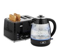 HOMCOM, hervidor de agua y tostadora de hervidor de 1,7 l 2200 W con filtro antical, tostadora de 4 rebanadas con 7 niveles de bruñido, cajón recoge migas, negro