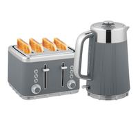 HOMCOM Hervidor rápido y tostadora 1,7L 2200W con termostato | Interior acero inox, filtro descalcificador, carcasa fría, tostadora 4 rebanadas, 7 niveles de tostado, bandeja migas