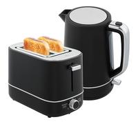 HOMCOM Hervidor Tostador 2200 W 1.7L Hervidor, tostador de 2 discos, 6 niveles de tostado, recalentar y descongelar, set de desayuno con filtro antical y bandeja recogemigas Negro