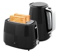 HOMCOM Hervidor Tostador 2200 W 1.7L Hervidor, tostador de 2 discos, 7 niveles de tostado, recalentar y descongelar, set de desayuno con filtro antical y bandeja recogemigas Negro