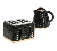 HOMCOM Hervidor Tostadora Set Desayuno Negro