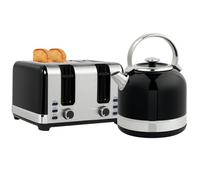 HOMCOM Hervidor y tostadora de acero inoxidable 2200W 1,7L | Termostato Strix UK, filtro pico, tostadora 4 rebanadas, 7 niveles de tostado, recalentar, descongelar, bandeja migas
