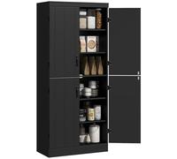 HOMCOM Highboard, armario de cocina, vitrina con 4 puertas, 6 niveles y estantes regulables, mueble de almacenaje para salón, comedor, 76 x 40 x 176,7 cm, negro