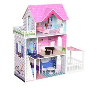 Homcom - Casa de Muñecas de 3 Pisos con Patio