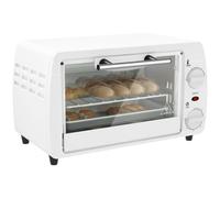HOMCOM Horno Eléctrico de Sobremesa 10 Litros 750W 36,5x26x22 cm Blanco | Mini Horno Tostador, Temperatura hasta 230 ℃, Temporizador 60 Minutos, Bandeja y Rejilla