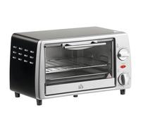 HOMCOM Horno Eléctrico de Sobremesa 10 Litros 750W 36,5x26x22 cm Plata | Mini Horno Tostador, Temperatura hasta 230 ℃, Temporizador 60 Minutos, Bandeja y Rejilla