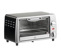 HOMCOM Horno Eléctrico Sobremesa 10 Litros 750W con Temperatura hasta 230℃ 60 Minutos Bandeja y Rejilla 36,5x26x22 cm Plata Aosom España