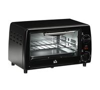 HOMCOM Horno Eléctrico de Sobremesa 10 Litros 750W Mini Horno Tostador con Temperatura hasta 230 ℃ Temporizador 60 Minutos Bandeja y Rejilla 36,5x26x22 cm Negro