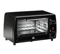 HOMCOM Horno Eléctrico Sobremesa 10L 750W Horno Eléctrico Pequeño Temperatura 230 ℃ y Temporizador 36,5x26x22 cm Negro Aosom España