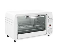 HOMCOM Horno Eléctrico Sobremesa 10 Litros 750W Horno Eléctrico Pequeño con Temperatura hasta 230 ℃ Temporizador 60 Minutos Bandeja y Rejilla 36,5x26x22 cm Blanco