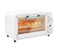 HOMCOM Horno Eléctrico Sobremesa 10 Litros 750W Horno Eléctrico Pequeño con Temperatura hasta 230 ℃ Temporizador 60 Minutos Bandeja y Rejilla 36,5x26x22 cm Blanco