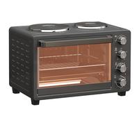 HOMCOM Horno Eléctrico de Sobremesa 28L 2600W con Placas Calentadoras Temperatura Ajustable Temporizador Bandeja Negro