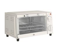 HOMCOM Horno Eléctrico de Sobremesa Horno Sobremesa de 9L 750W con Temperatura Ajustable hasta 230°C Temporizador 60min y Bandeja para Hornear Parrilla Crema
