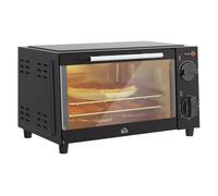 HOMCOM Horno Eléctrico de Sobremesa Horno Sobremesa de 9L 750W con Temperatura Ajustable hasta 230°C Temporizador 60min y Bandeja para Hornear Parrilla Negro