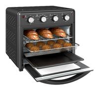 HOMCOM Horno Eléctrico Multifunción de Sobremesa 30L 1600W 7 Modos Negro | Mini Horno Tostador, Freidora de Aire, Temporizador y Temperatura Regulable
