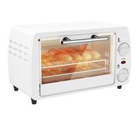 HOMCOM Horno Eléctrico Sobremesa 10 Litros 750W Horno Eléctrico Pequeño con Temperatura hasta 230 ℃ Temporizador 60 Minutos Bandeja y Rejilla 36,5x26x22 cm Blanco