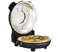 HOMCOM Horno para Pizza en 5 Minutos 1200W Horno Pizza Eléctrico con Temporizador 15min Temperatura hasta 430℃ Ventana de Visualización Indicador Luminoso Negro