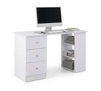 HOMCOM Informática Blanco 3 Cajones 2 Estantes Almacenamiento 120x49x72cm
