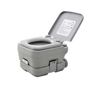 HOMCOM Inodoro Portátil WC Portátil con 2 Tanques de 10L Carga 200 kg Inodoro para Exterior Camping Acampar Senderismo 36x42x30 cm Gris