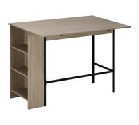 HOMCOM Isla central mesa de bar tablero lateral abatible y 3 estantes 120x76x91,4 cm Gris Claro Aosom España