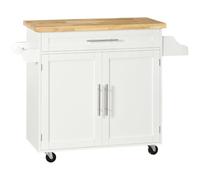 HOMCOM Isla de Cocina con Ruedas Cajón 2 Puertas 109x40x89 cm Blanco