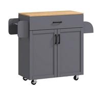 HOMCOM Isla de Cocina con Ruedas, Carrito de Cocina, 105x36x85 cm, Gris